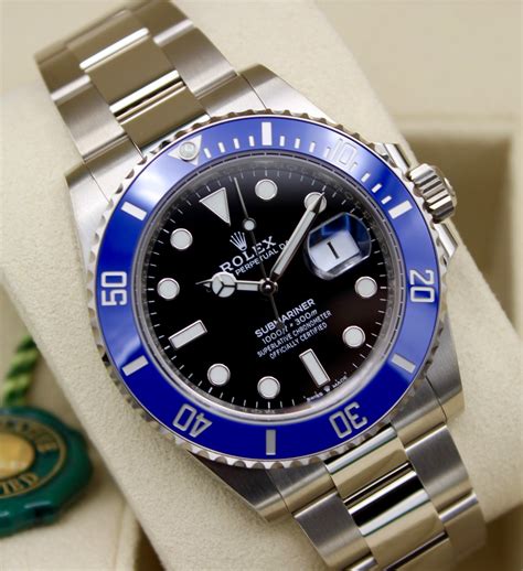 rolex submariner date 18ct white gold|Rolex Submariner smurf white gold.